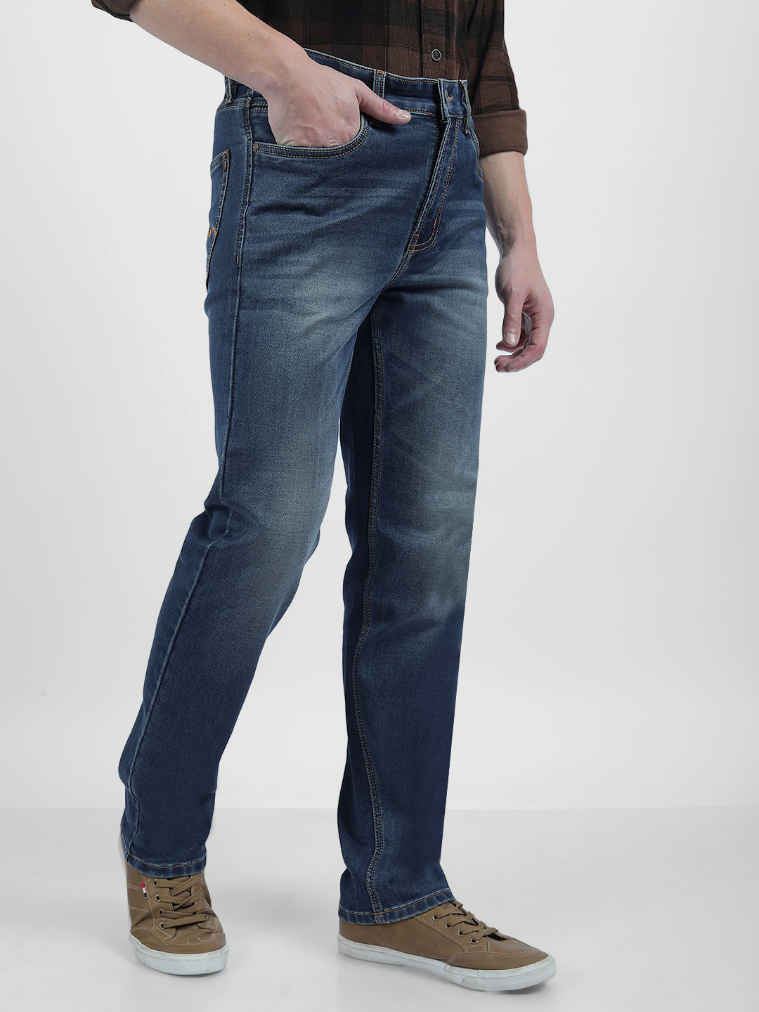 Numero Uno Men Faded Dark Blue Jeans